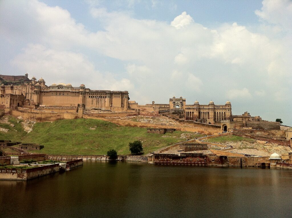 Amer Fort overlooking Maota Lake in Jaipur,