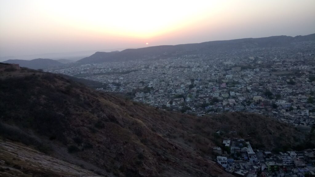 Panoramic view of Jaipur from Nahargarh Fort.