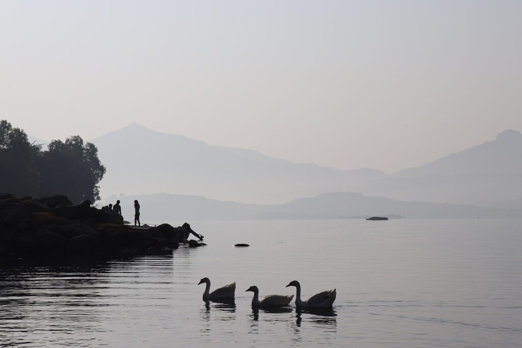 Pawna Lake and surrounding hills near Lonavala