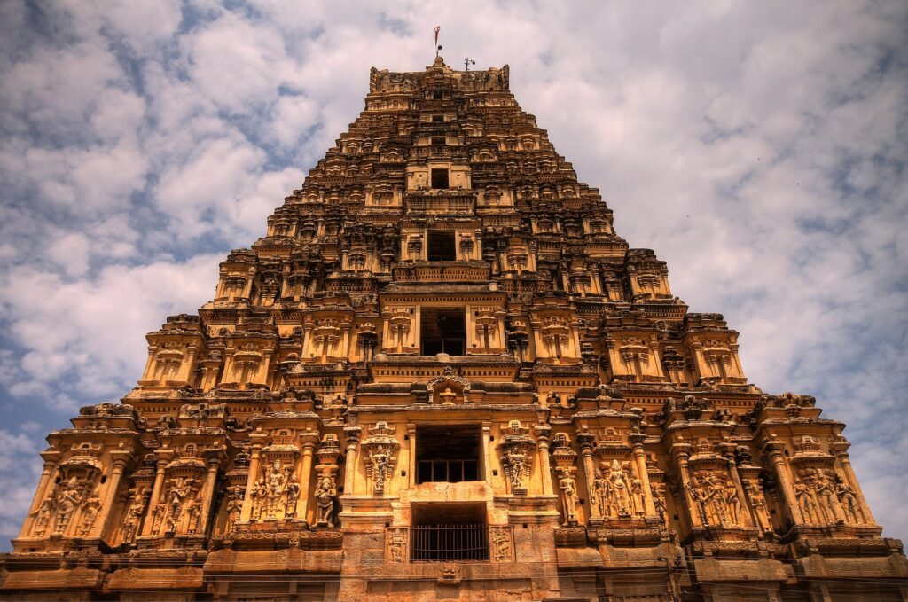 Virupaksha Temple, Hampi. in snow